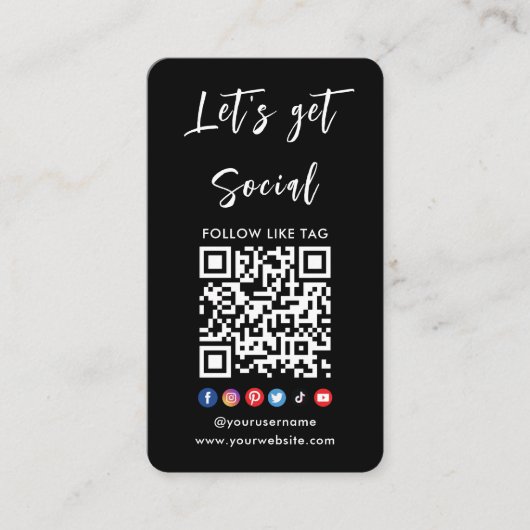 Carte De Visite Connectez-vous avec nous Qr Code Professional Noir (Devant)