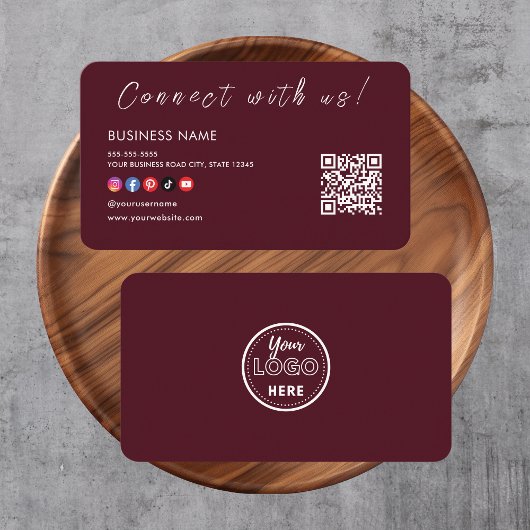 Carte De Visite Connectez-vous avec nous Qr Code Social Media Bour