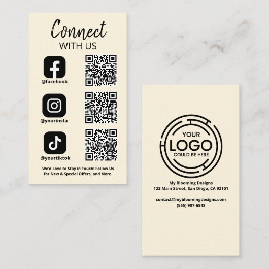 Carte De Visite Connectez-vous avec nous Social Media Code QR (Devant / Derrière)