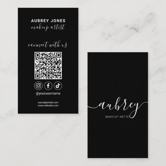 Carte De Visite Connectez-vous avec nous Social Media Modern Scrip (Devant / Derrière)