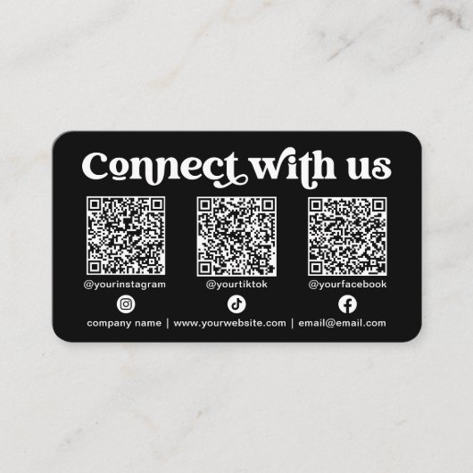 Carte De Visite Connectez-vous avec nous Social Media QR Black Bus (Devant)