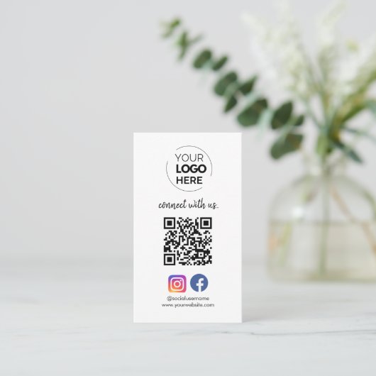 Carte De Visite Connectez-vous avec nous | Social Media QR Code Bl (Debout devant)