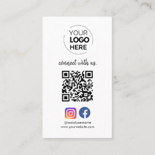Carte De Visite Connectez-vous avec nous   Social Media QR Code Bl