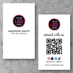 Carte De Visite Connectez-vous avec nous   Social Media QR Code Bl