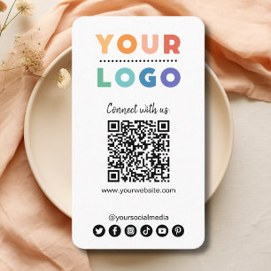 Carte De Visite Connectez-vous avec nous Social Media QR Code Blan