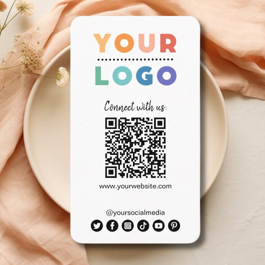 Carte De Visite Connectez-vous avec nous Social Media QR Code Blan