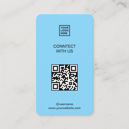 Carte De Visite Connectez-vous avec nous Social Media QR Code Bleu (Devant)