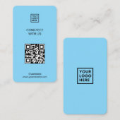 Carte De Visite Connectez-vous avec nous Social Media QR Code Bleu (Devant / Derrière)
