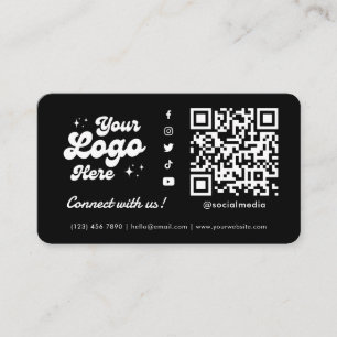Carte De Visite Connectez-vous avec nous Social Media QR Code noir