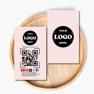 Carte De Visite Connectez-vous avec nous Social Media QR Code Rose