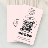 Carte De Visite Connectez-vous avec nous Social Media QR Code Rose