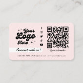 Carte De Visite Connectez-vous avec nous Social Media QR Code Rose (Devant)