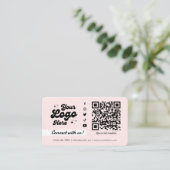 Carte De Visite Connectez-vous avec nous Social Media QR Code Rose (Debout devant)