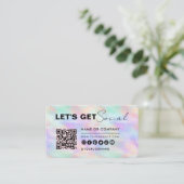Carte De Visite Connexion Élégante Avec Nous Code Qr Iridescente O (Debout devant)