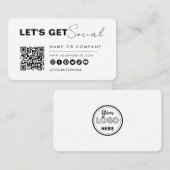 Carte De Visite Connexion Minimale Avec Nous Code Qr Moderne Blanc (Devant / Derrière)