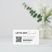 Carte De Visite Connexion Minimale Avec Nous Code Qr Moderne Blanc (Debout devant)