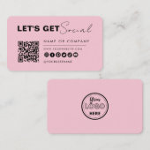 Carte De Visite Connexion Minimale Avec Nous Code Qr Moderne Rose (Devant / Derrière)