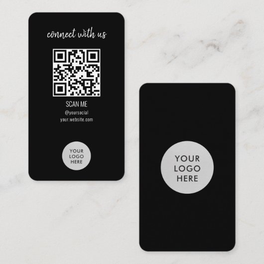 Carte De Visite Connexion Noire avec le code QR US (Devant / Derrière)
