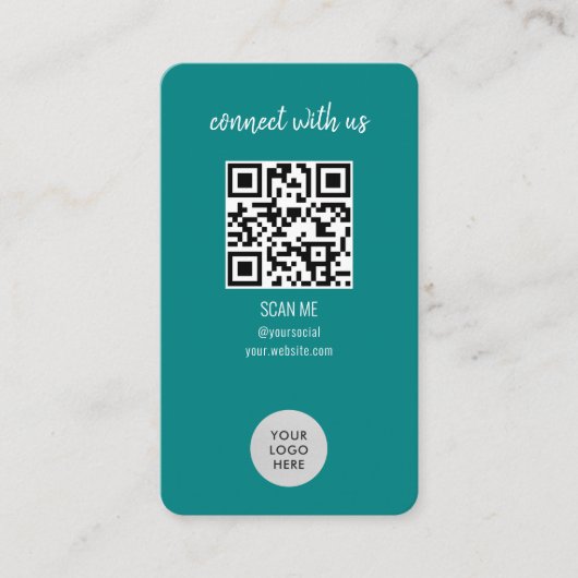Carte De Visite Connexion turquoise avec le code QR américain (Devant)