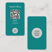 Carte De Visite Connexion turquoise avec le code QR américain (Devant / Derrière)
