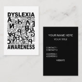 Carte De Visite Conscientisation de la dyslexie Enseignants Élèves (Devant / Derrière)