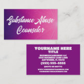 Carte De Visite Conseiller brillant en abus de substances (Devant / Derrière)