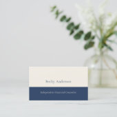Carte De Visite Conseiller Classique Minimal Ivory Navy (Debout devant)