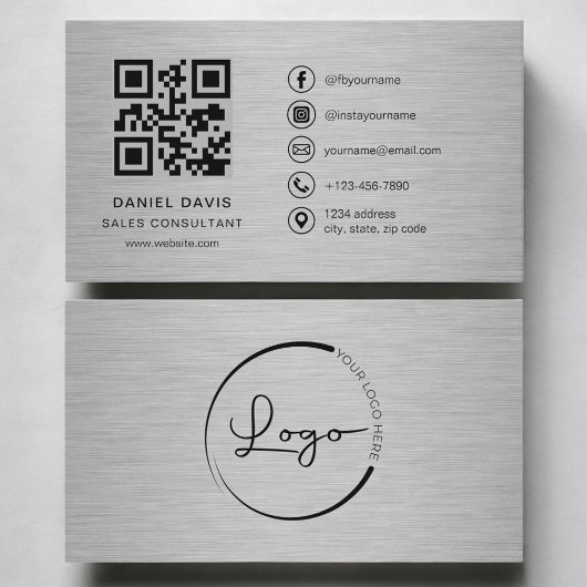 Carte De Visite Conseiller commercial Code QR métal