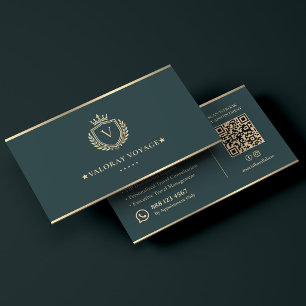 Carte De Visite Conseiller de voyage de luxe Crest Dark Teal