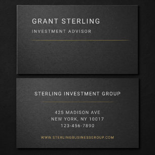 Carte De Visite Conseiller en Investissement Professionnel Noir 