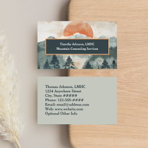 Carte De Visite Conseiller en santé mentale Montagne solaire peint