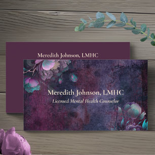 Carte De Visite Conseiller en santé mentale Purple Peonies Natur