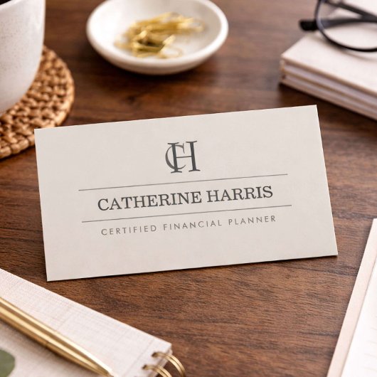 Carte De Visite Conseiller financier à monogramme professionnel Ta