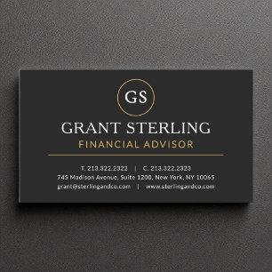 Carte De Visite Conseiller financier Black Gold Luxe moderne
