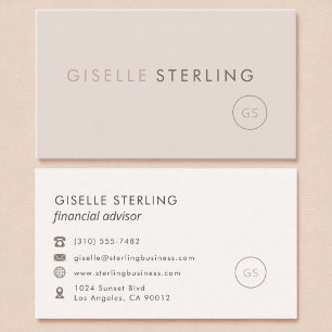 Carte De Visite Conseiller financier Blush Pink Minimaliste Luxe