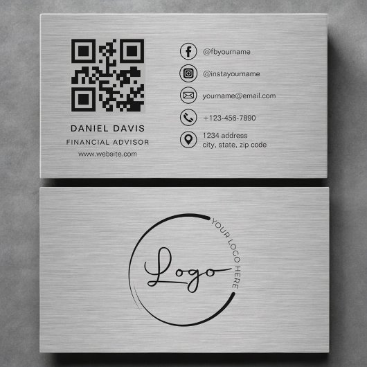 Carte De Visite Conseiller financier Code QR métal