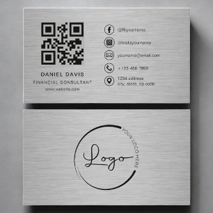 Carte De Visite Conseiller financier Code QR métallique