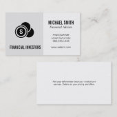 Carte De Visite Conseiller financier | Investissements (Devant / Derrière)