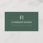 Carte De Visite Conseiller financier Monogramme Professionnel Vert (Devant)