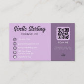 Carte De Visite Conseiller Lavender Purple QR Code Photo (Devant)