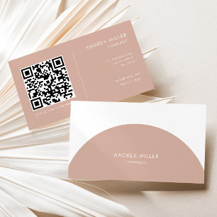 Carte De Visite Conseiller minimaliste Blush et blanc Arch Qr Code