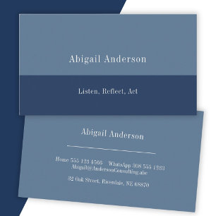 Carte De Visite Conseiller Moderne Minimaliste Double Bleu