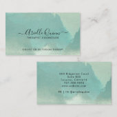 Carte De Visite Conseiller thérapeutique Aquarelle bleue Abstraite (Devant / Derrière)