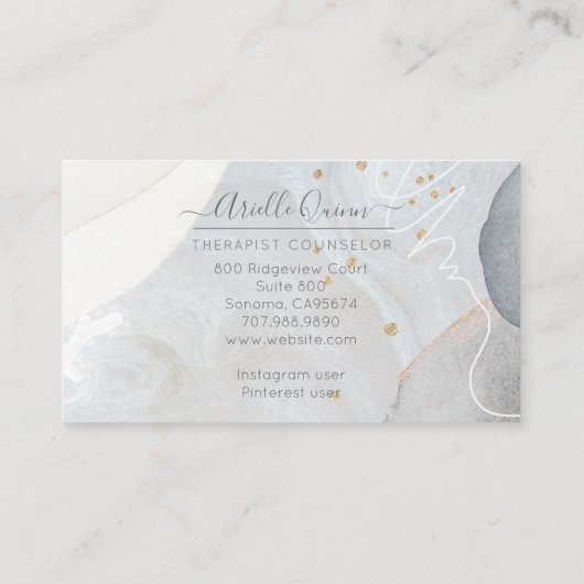 Carte De Visite Conseiller thérapeutique Serene Aquarelle Abstrait (Dos)