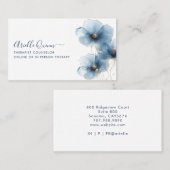 Carte De Visite Conseiller thérapeutique Serene Indigo Aquarelle (Devant / Derrière)