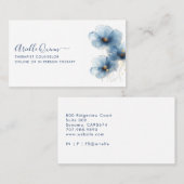 Carte De Visite Conseiller thérapeutique Serene Indigo Aquarelle (Devant / Derrière)