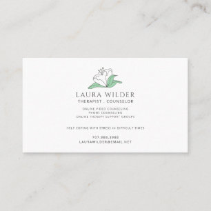 Carte De Visite Conseiller Thérapeutique Serene White Flower