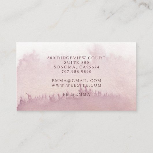 Carte De Visite Conseillère en aquarelle Abstraite Dusty Rose (Dos)