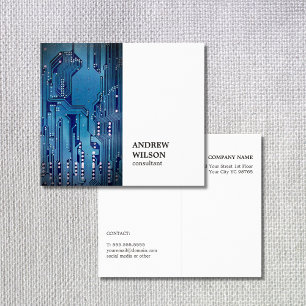 Carte De Visite Conseillère minimale Elegant Blanc CircuitBoard