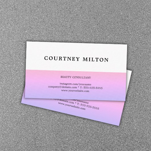 Carte De Visite Conseillère minimale élégante blanche rose pâle